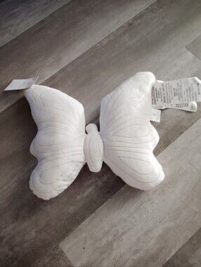 Huntington Home White Butterfly Decorative Throw Pillow NWT 11.5" x 16"